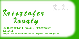 krisztofer kovaly business card
